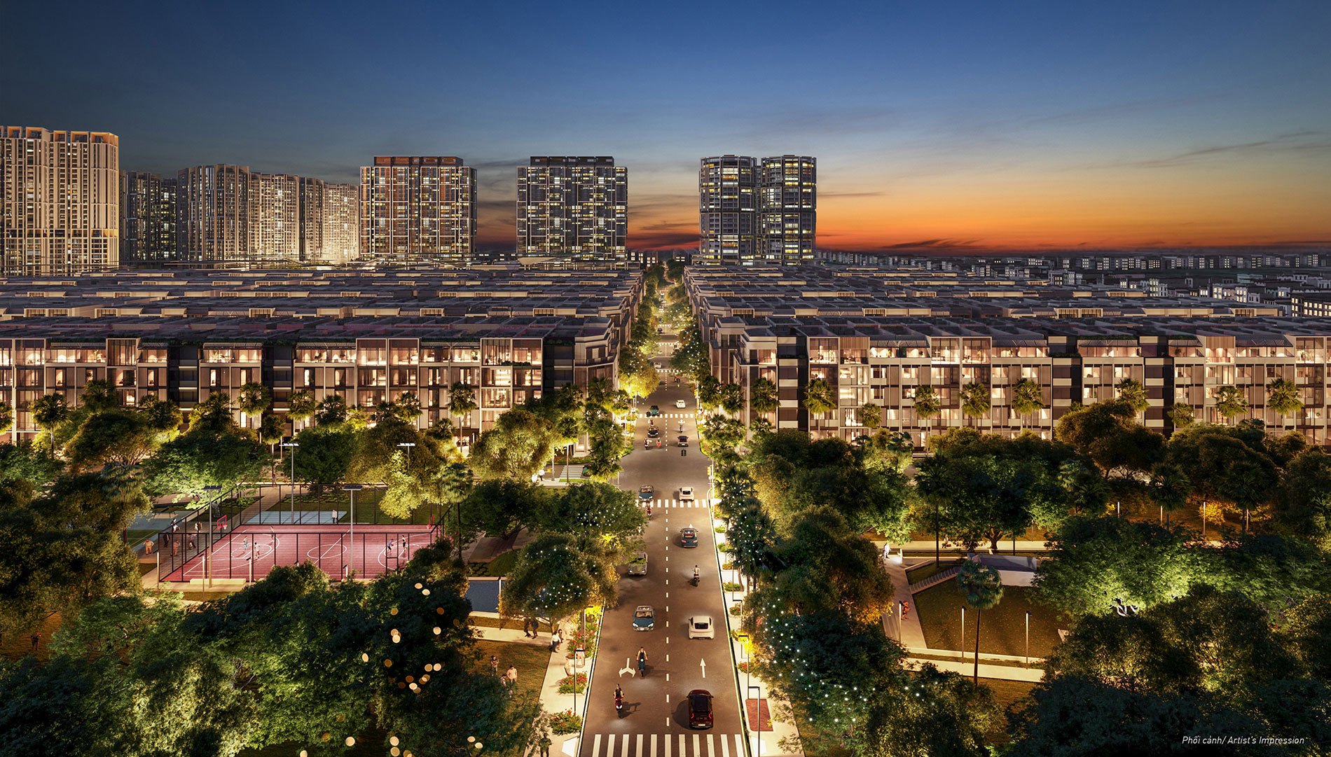 Nhà phố Soho The Global City với những loại hình kinh doanh sầm uất về đêm.